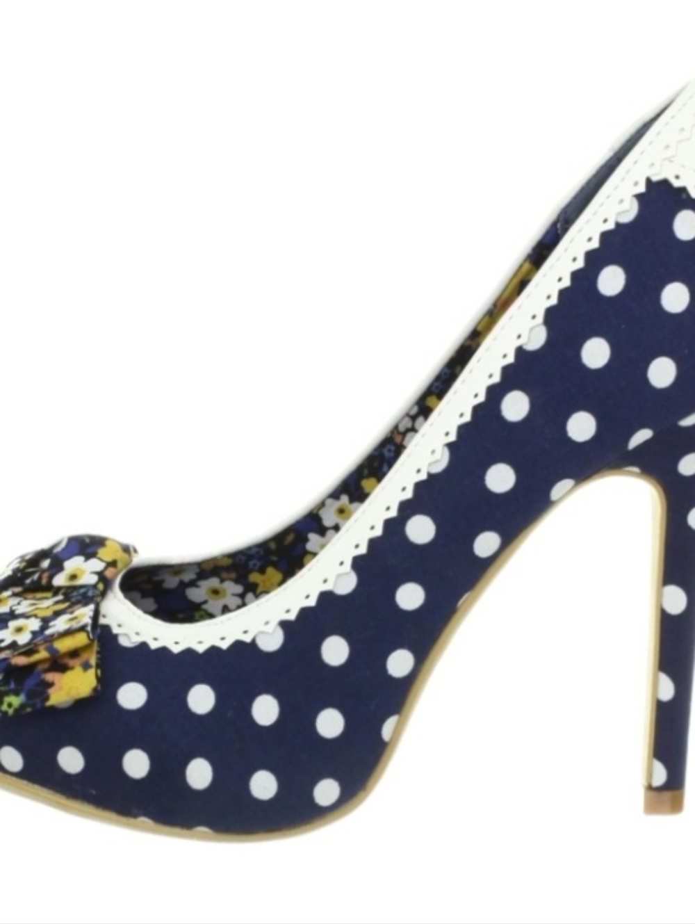 Retro Polka Dot Heels Bow Detail Pin Up Style Pumps Size - Picture 3 of 5